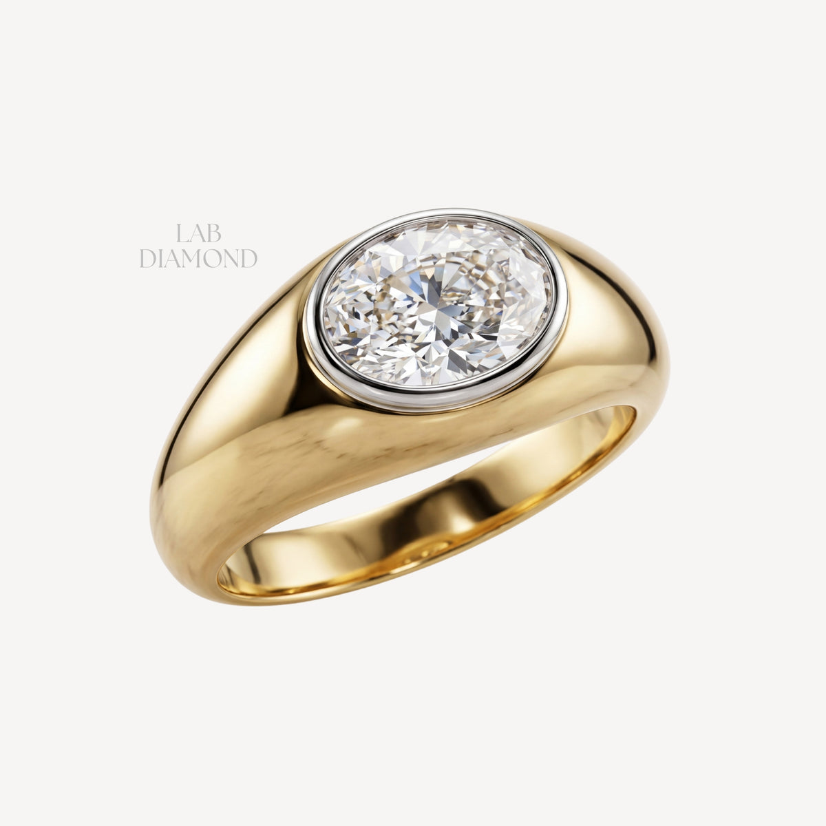 9ct Yellow Gold Oval Cut Lab Grown Diamond Ring