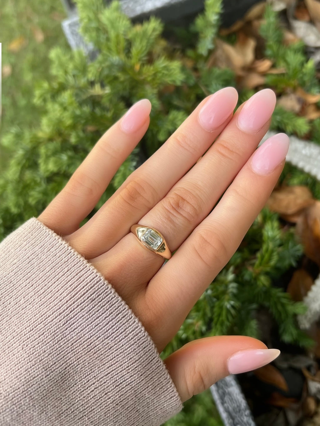 9ct Emerald Cut Lab Diamond Signet Ring