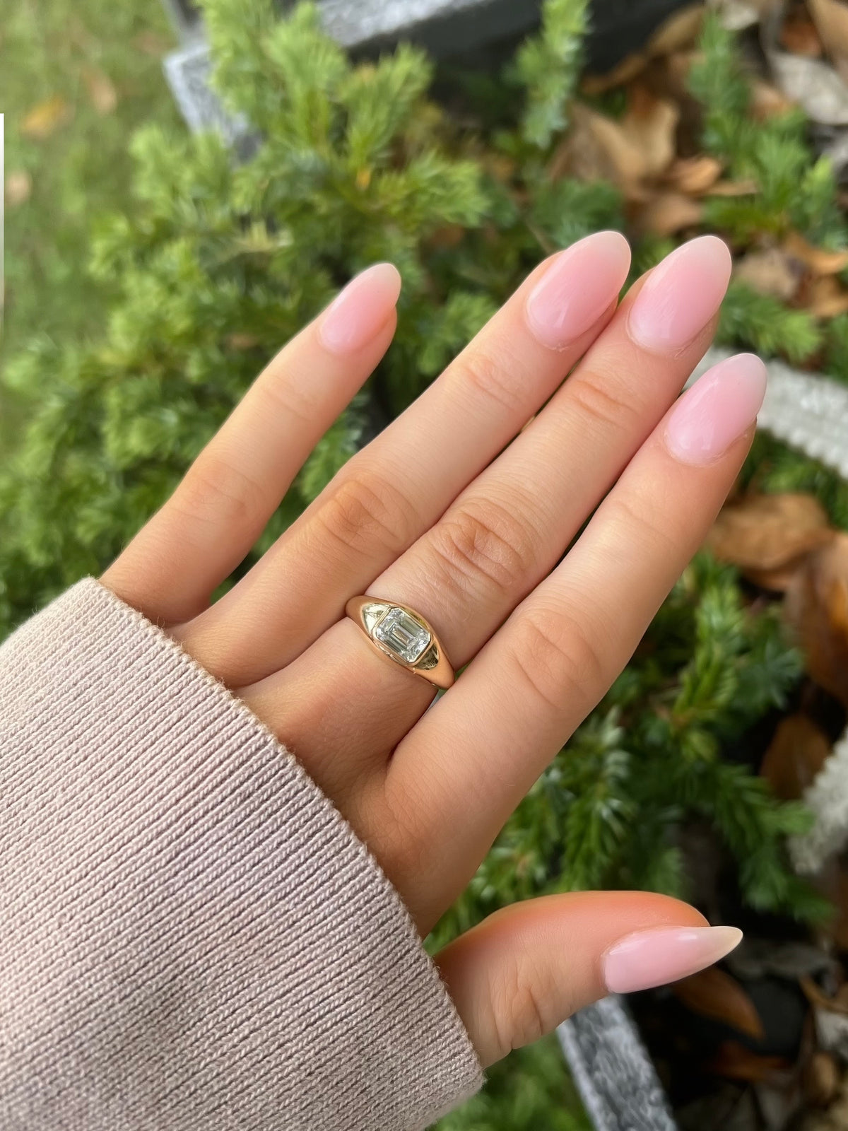9ct Emerald Cut Lab Diamond Signet Ring