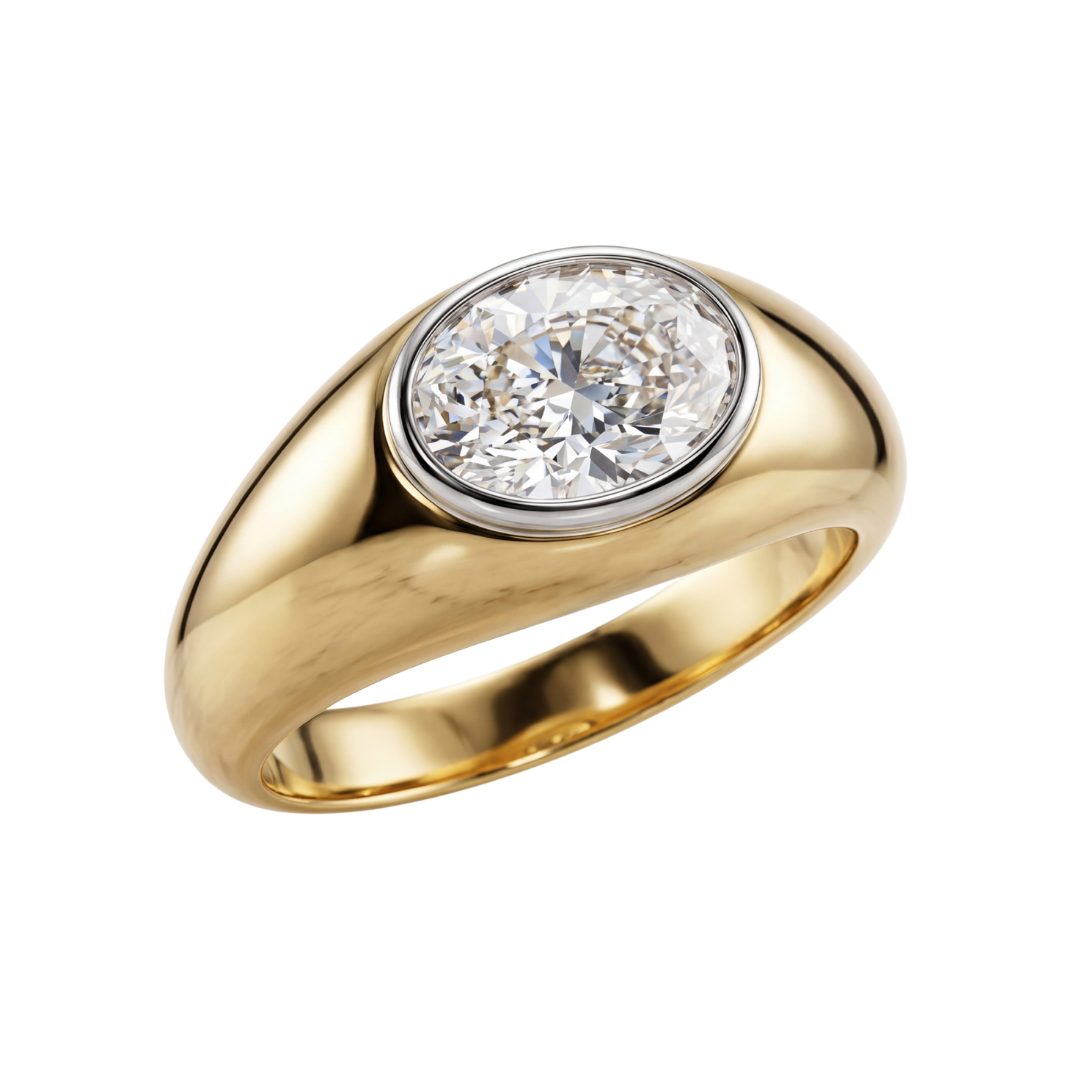 9ct Yellow Gold Oval Cut Lab Grown Diamond Ring