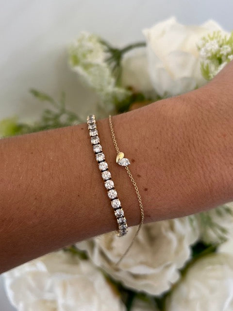 9ct Yellow Gold & Pear Lab Diamond Heart Bracelet
