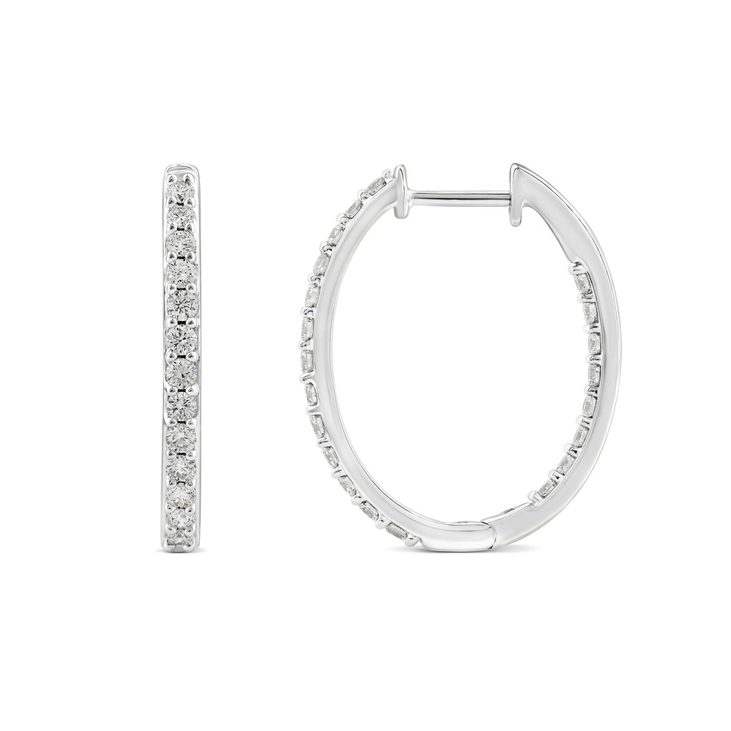 Diamond Hoop Earrings in White Gold