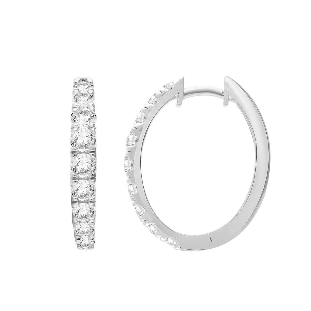 Diamond Graduated Hoop Earrings in White Gold