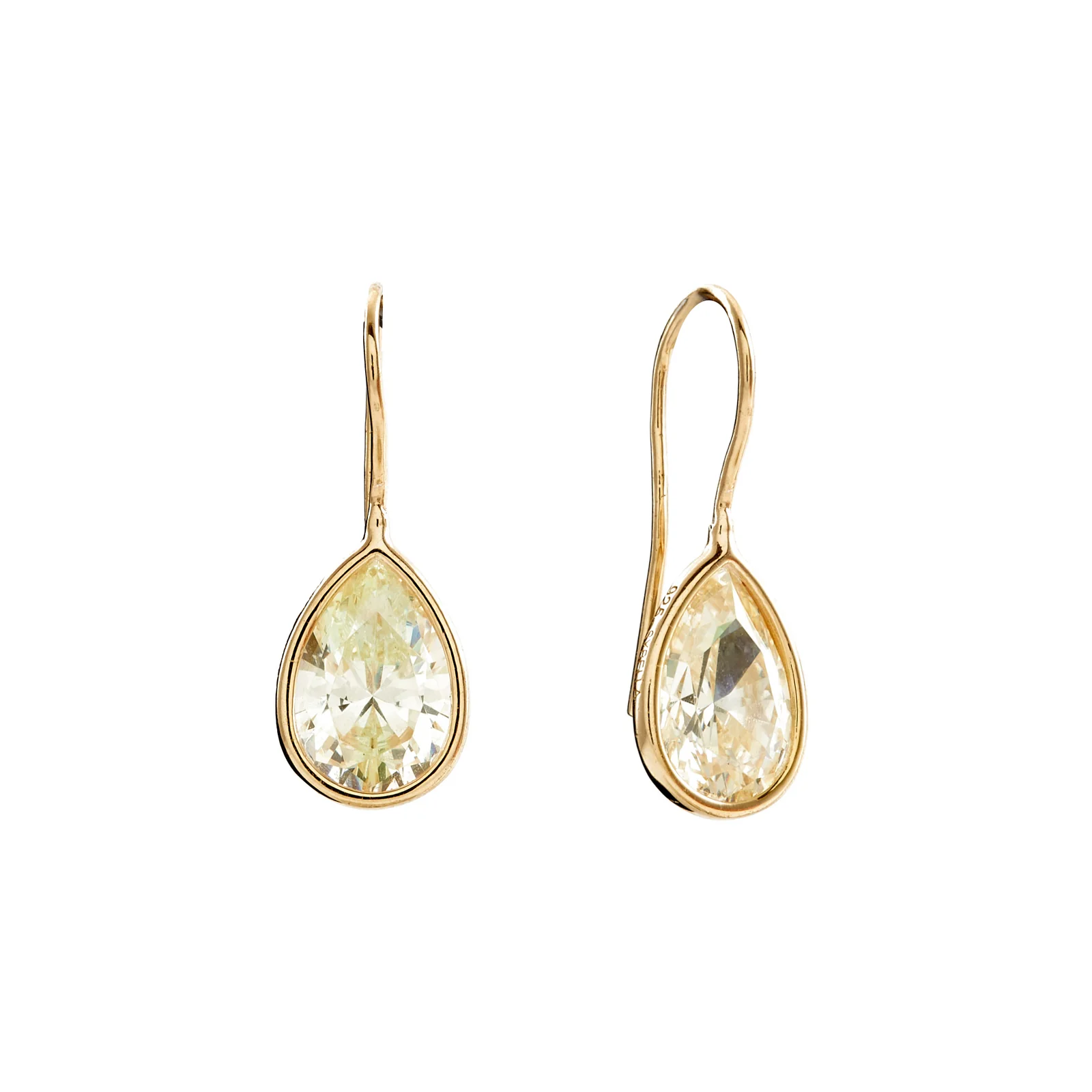 Lulu Tear Drop Champagne Yellow & Gold Hook Earrings
