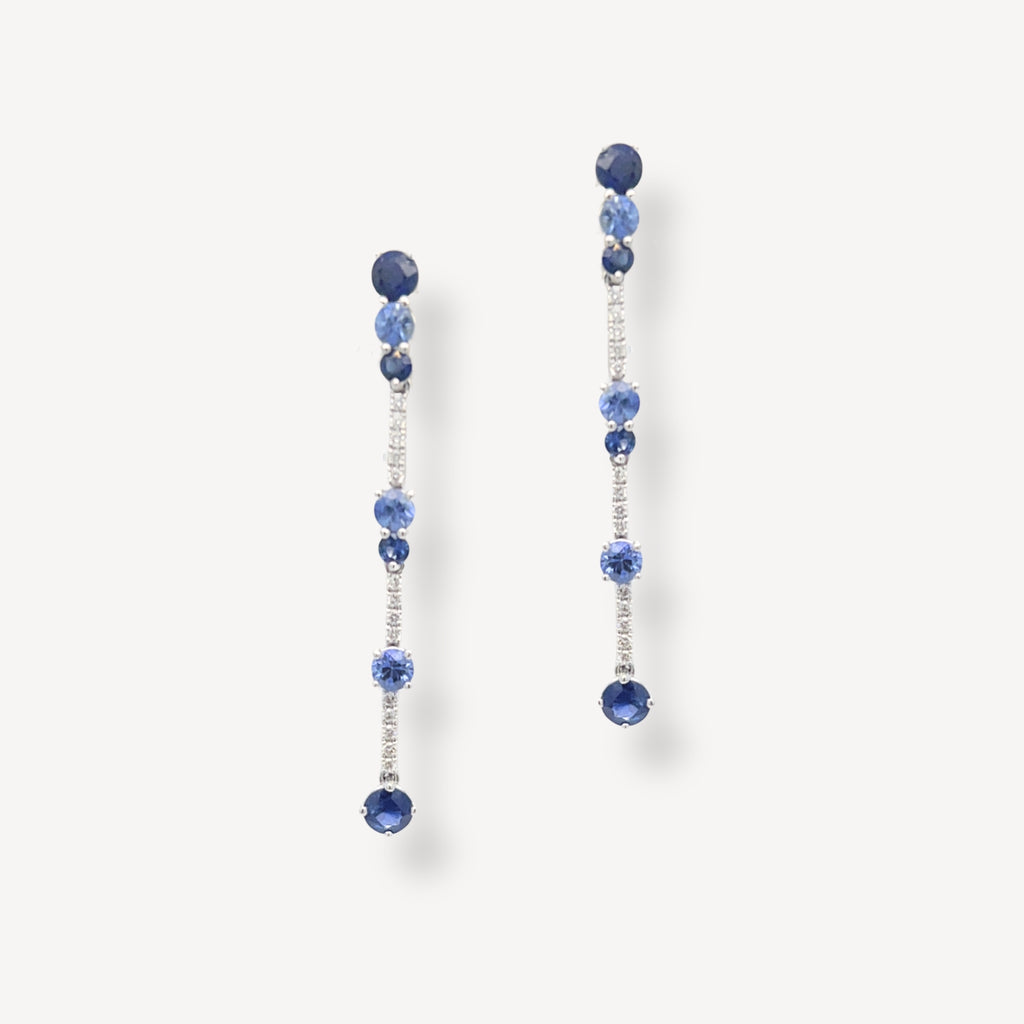 18ct Sapphire and Diamond Drop Earrings
