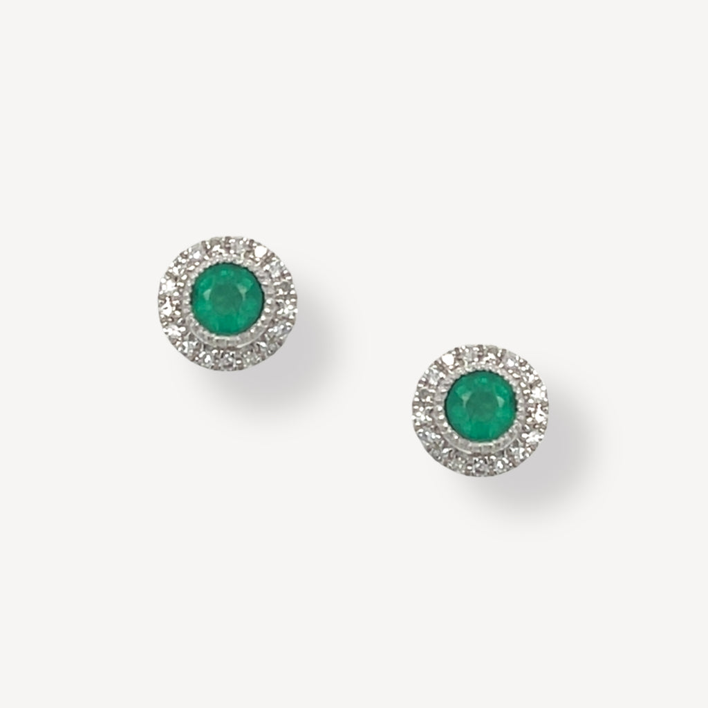 18ct Emerald and Diamond Stud Earrings