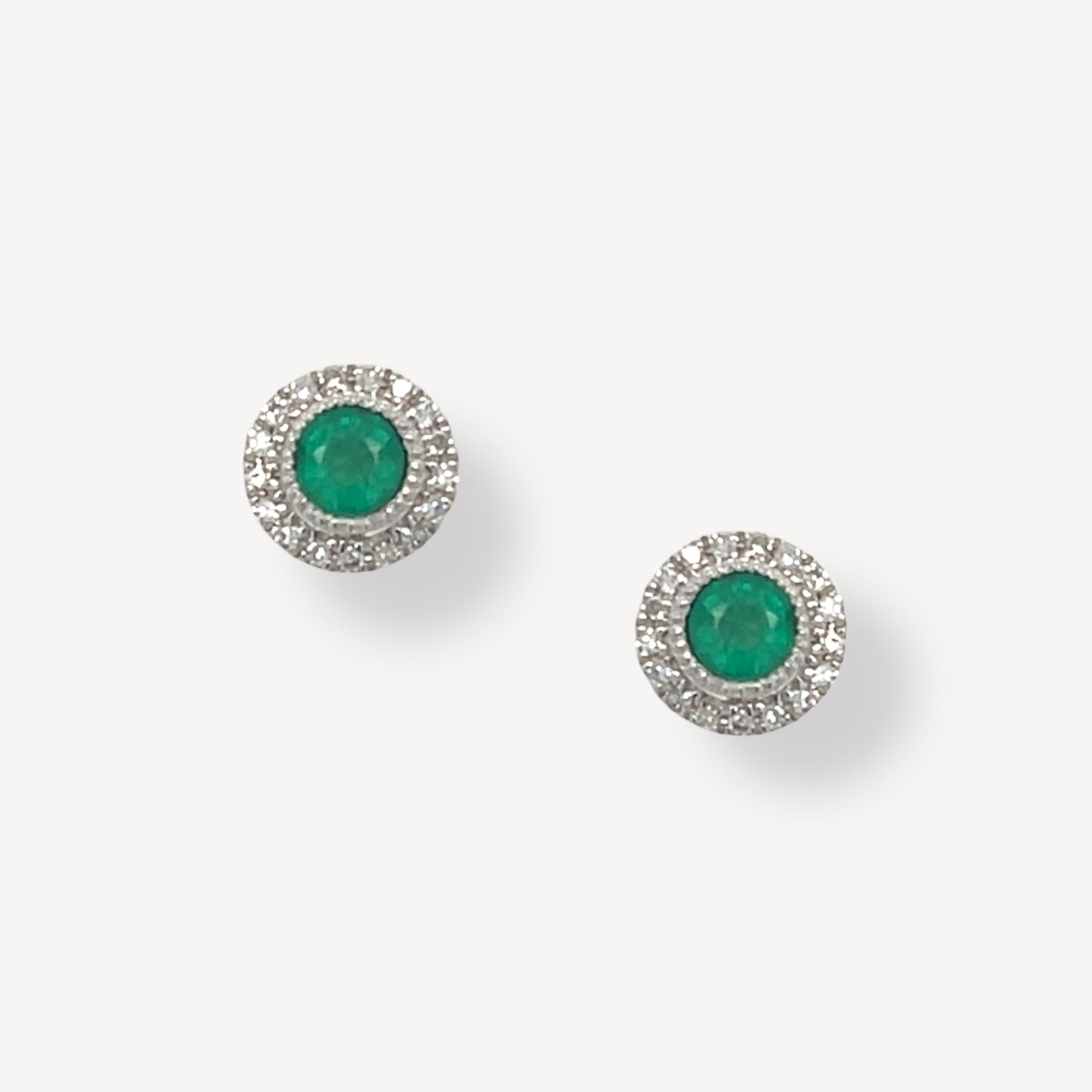 18ct Emerald and Diamond Stud Earrings