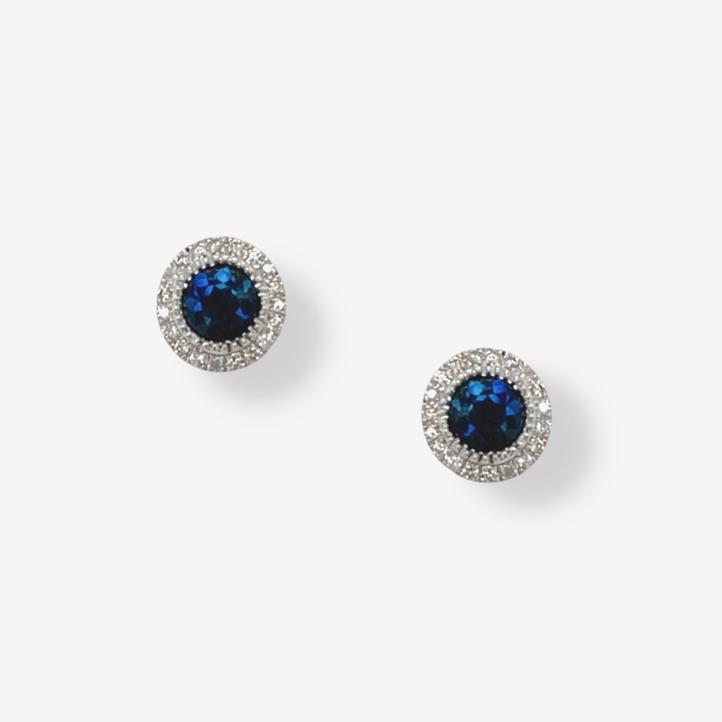 18ct Sapphire and Diamond Stud Earrings