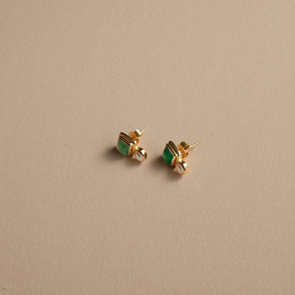 Impressionist Earrings Green Aventurine