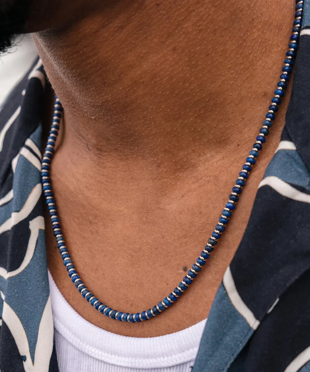 Pig & Hen Mens Brontide Necklace Lapis-Lazuli | Silver