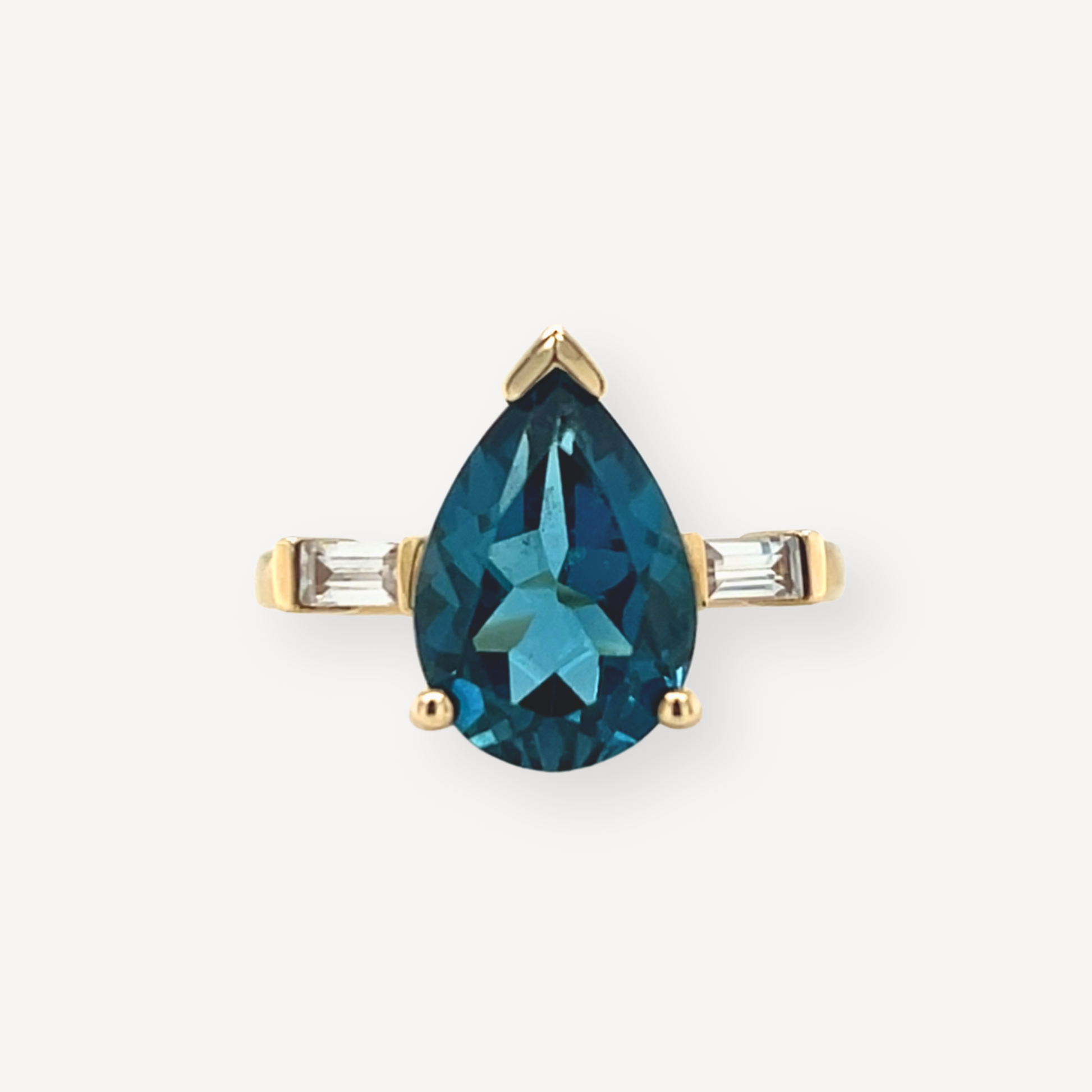 9ct London Blue Topaz Teardrop & Diamond Ring