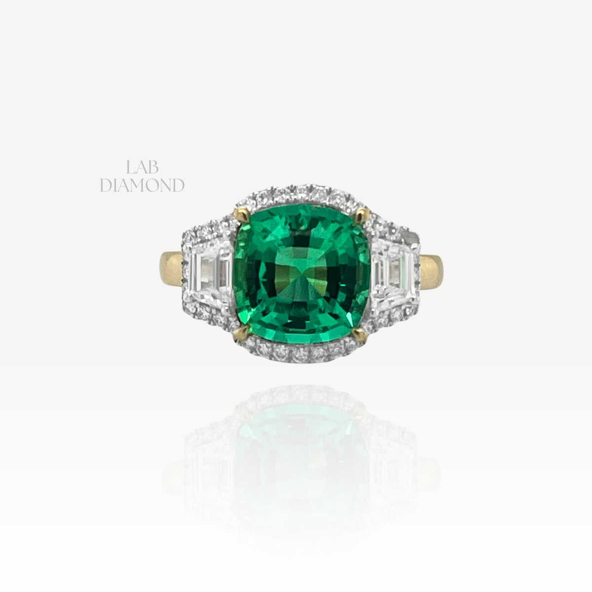 18ct Cushion Emerald & Diamond Dress Ring