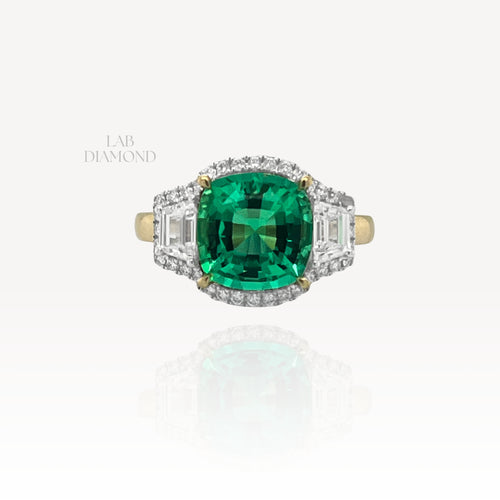 18ct Cushion Emerald & Diamond Dress Ring
