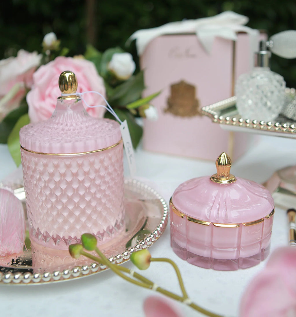 Côte Noire Art Deco Candle - Pink & Gold - Pink Champagne