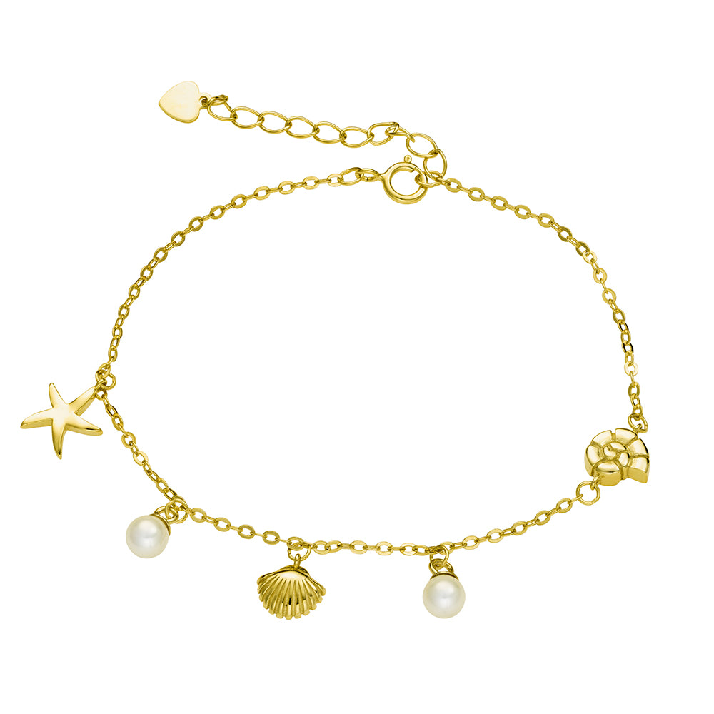 Gold Plated Sterling Silver Ocean Pearl Bracelet