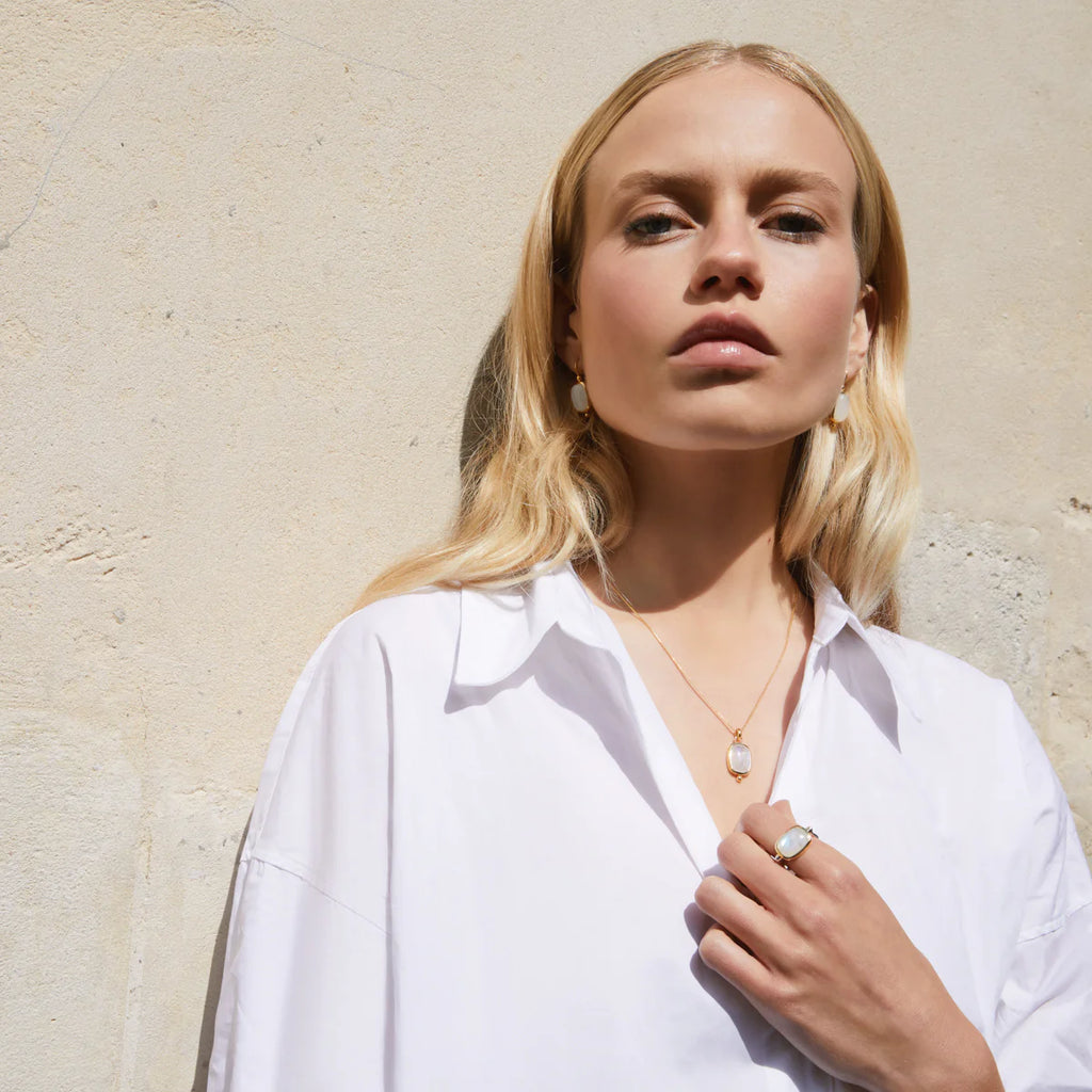 Fleur Rainbow Moonstone Earrings Najo